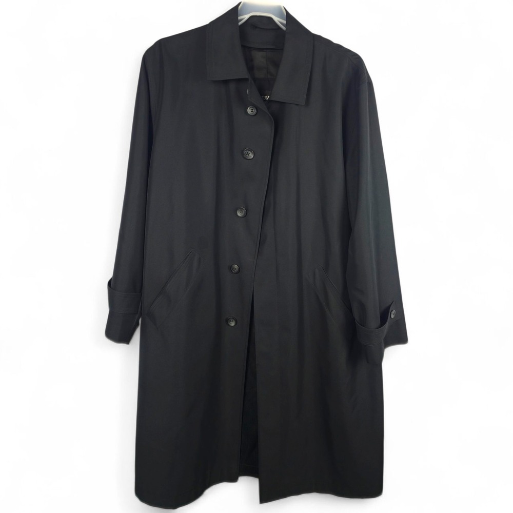 BAUMLER Men's Vintage Black Trench Coat 44 Overcoat Zip Out Wool Liner Canada 50